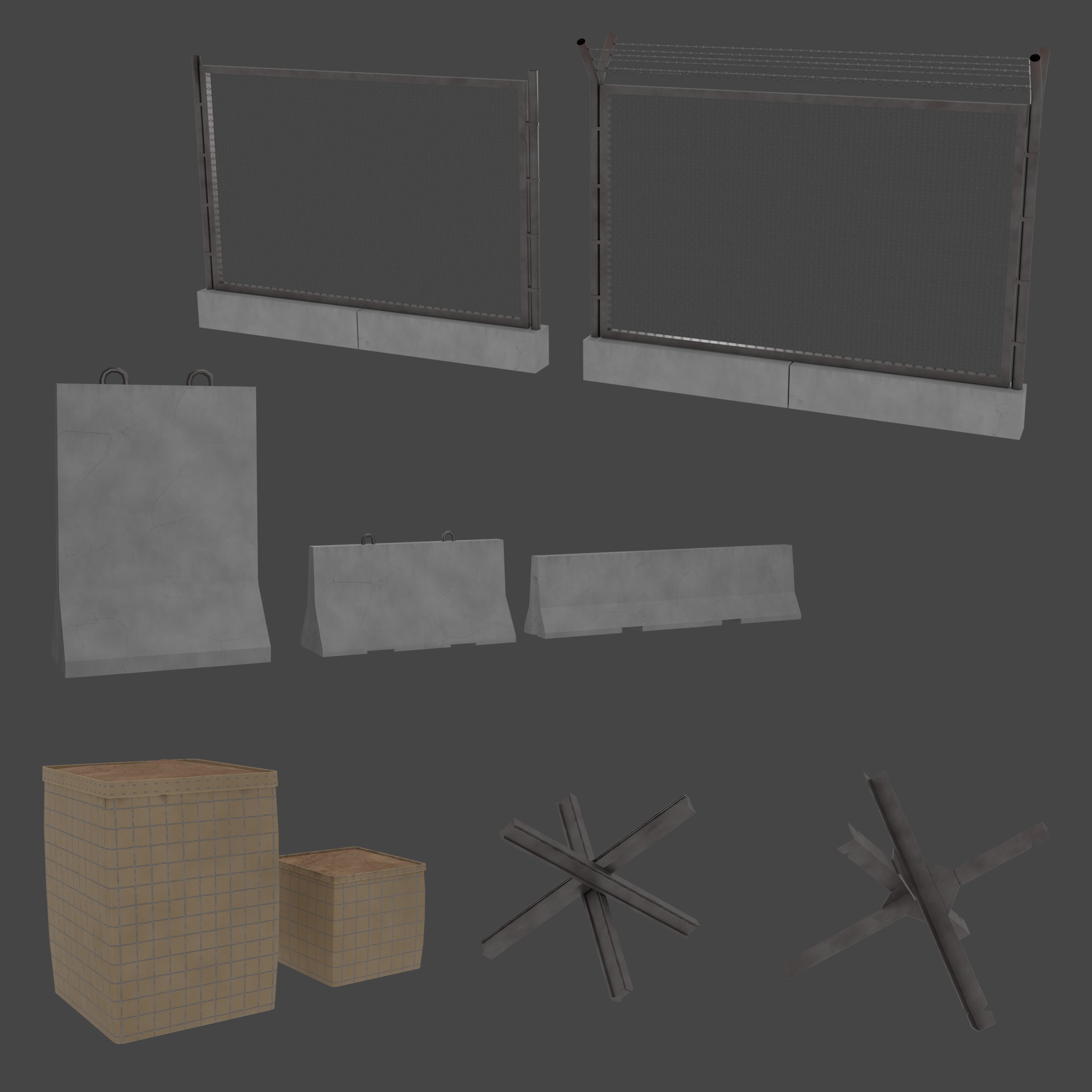 Military Barricade Pack 3D Model Collection_1