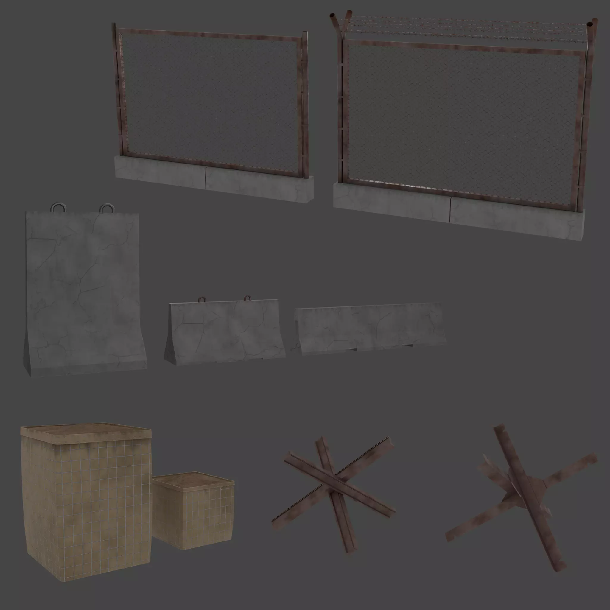 Military Barricade Pack 3D Model Collection_0