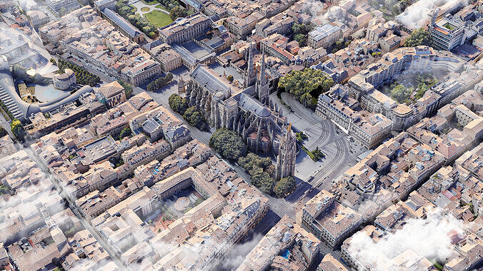 Bordeaux City in France 3D model 2