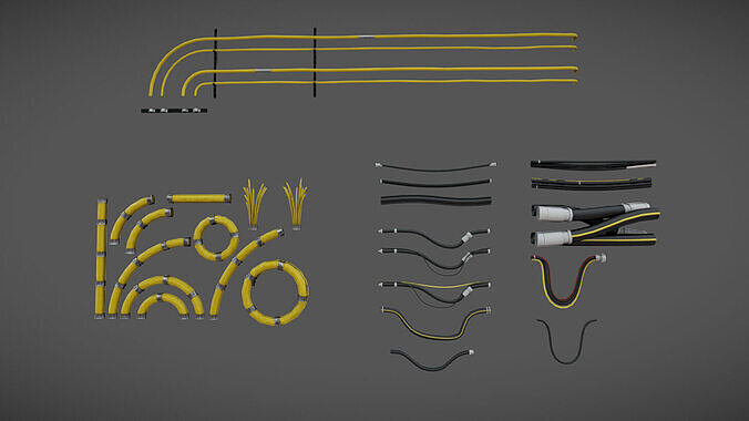 Electrical Wires 01-02-03 Low-poly 3D model