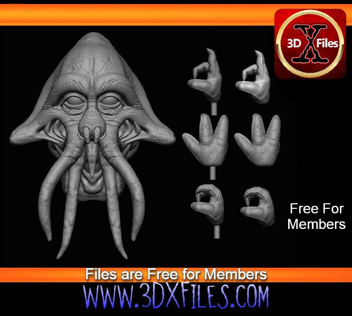 Quarren Headsculpt - Prequel Era - Star wars Action Figure 3D print model_8