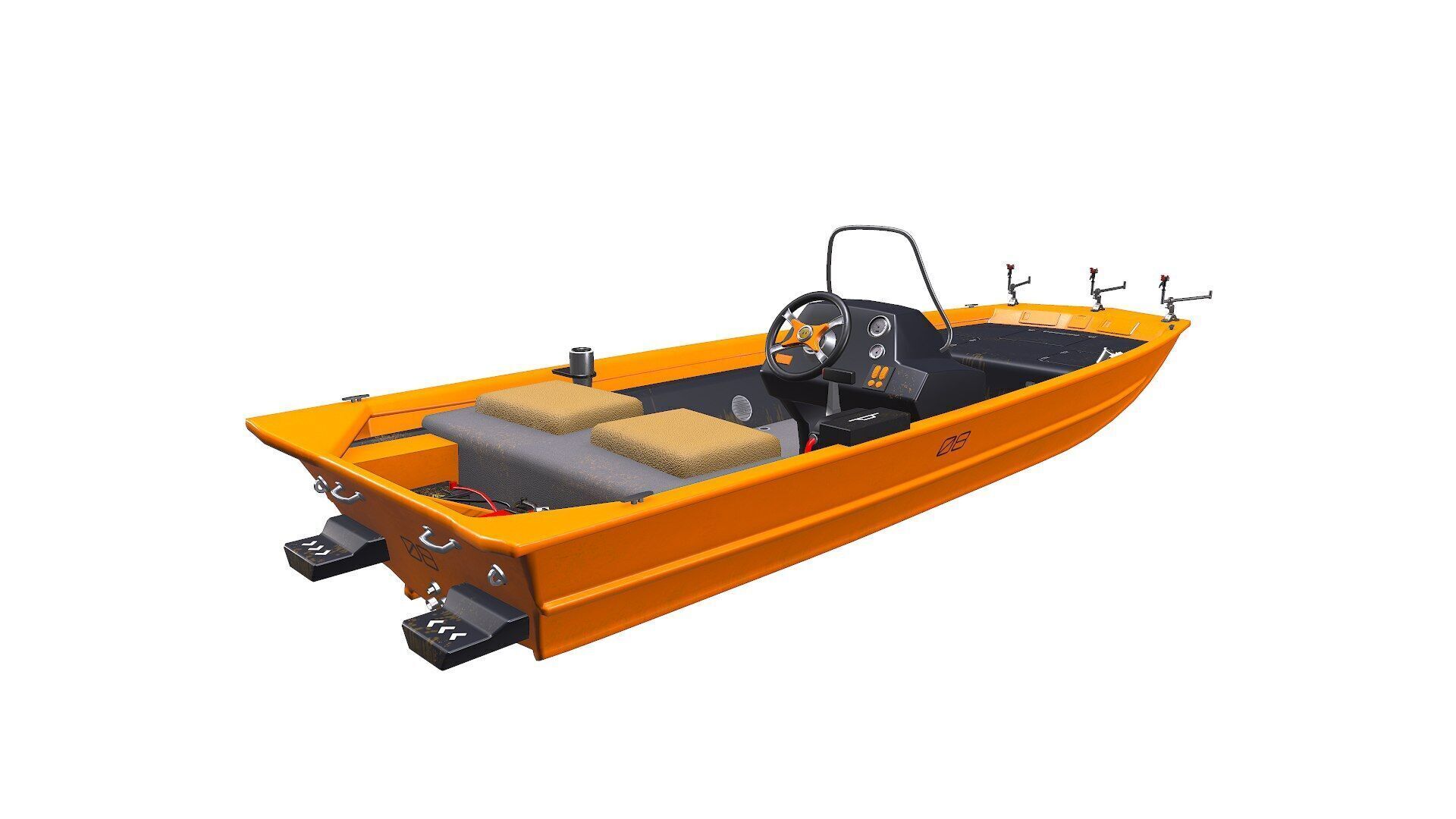 Carp Fishing Boat PBR Low-poly 3D model_9