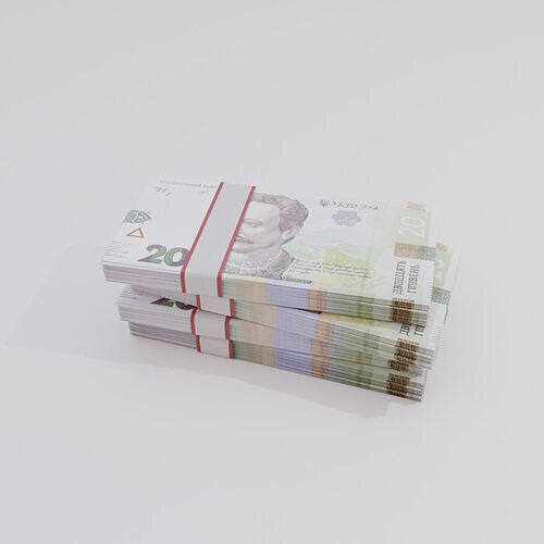 20 Ukraine Ukrainian hryvnia Currency Low-poly 3D model