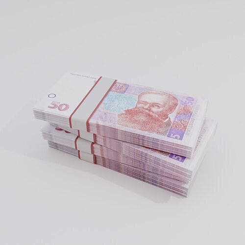 50 Ukraine Ukrainian hryvnia Currency Low-poly 3D model
