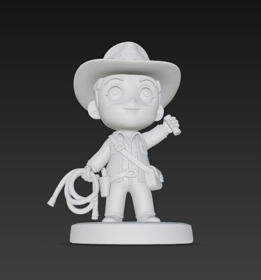 The Adventurous Archaeologist in Chibi Style 3D print model_5