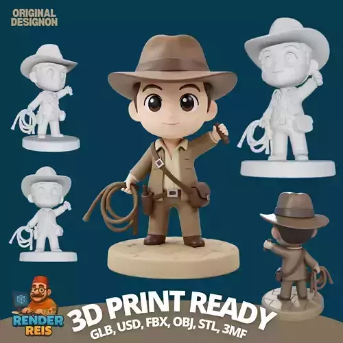 The Adventurous Archaeologist in Chibi Style 3D print model