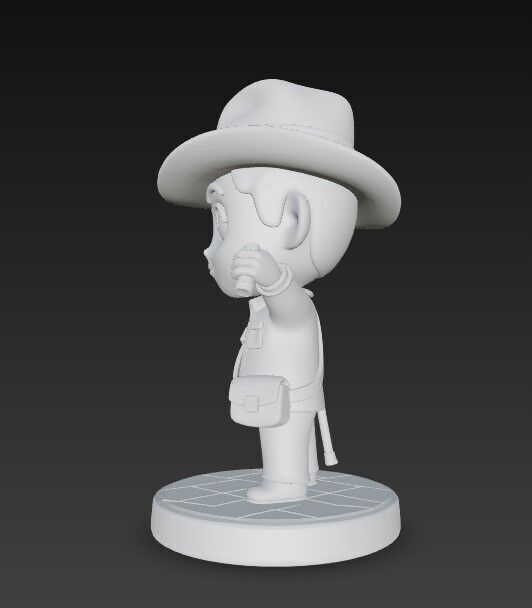 The Adventurous Archaeologist in Chibi Style 3D print model_2