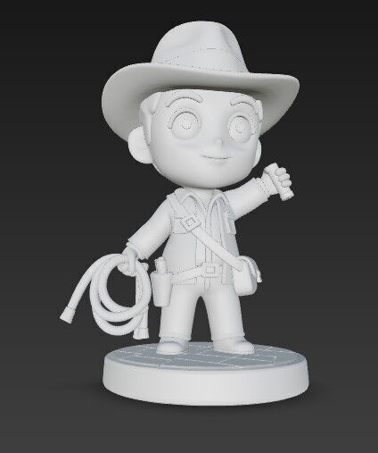 The Adventurous Archaeologist in Chibi Style 3D print model_1