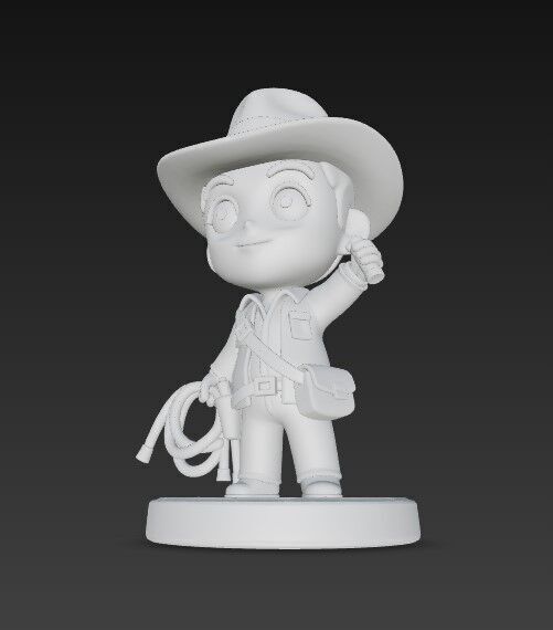 The Adventurous Archaeologist in Chibi Style 3D print model_4