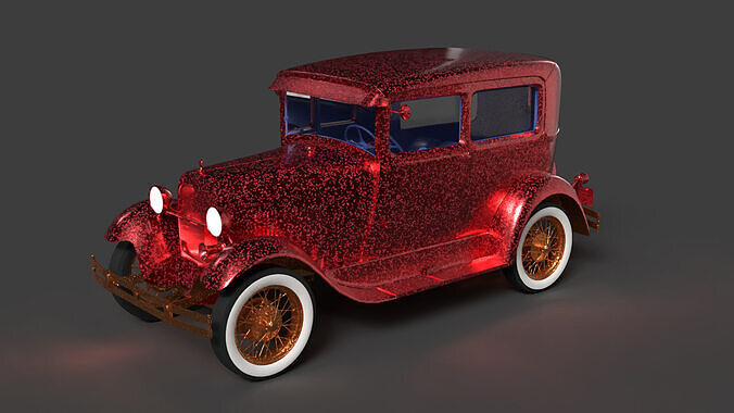 Chinese red classic car  Low-poly 3D model