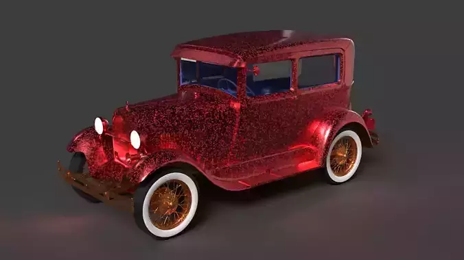 Chinese red classic car  Low-poly 3D model