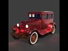 Chinese red classic car  Low-poly 3D model_1