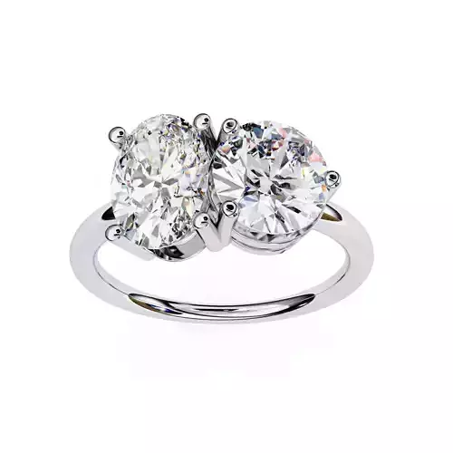 ROUND AND OVAL  DIAMOND RING -CAD-080