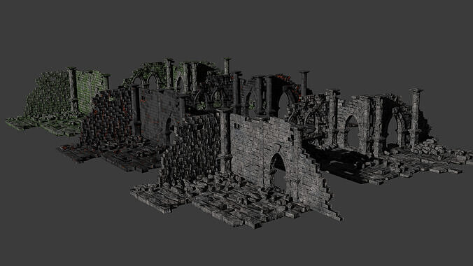 Ruin Gate 3 Variants Normal Lava Moss 3D model