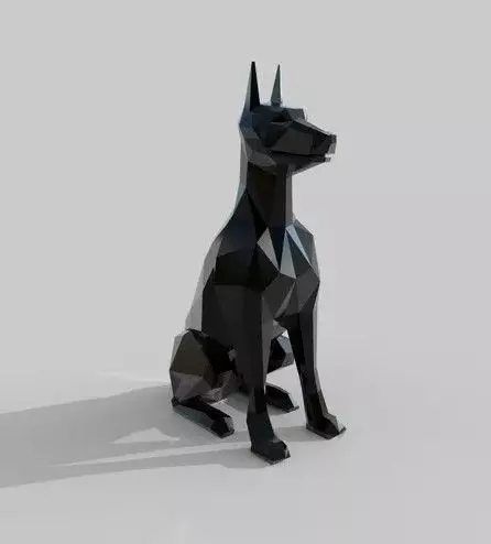 Doberman 3D Model - High Quality Stylized Low Poly Design  3D print model_0