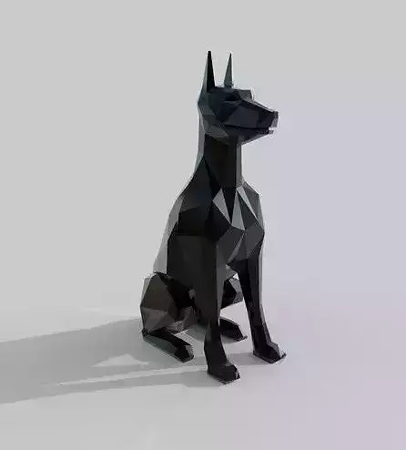 Doberman 3D Model - High Quality Stylized Low Poly Design 