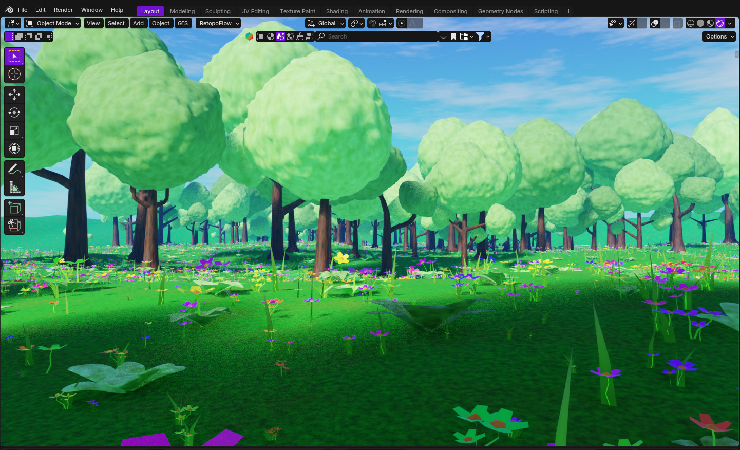 Enchanted Forest Scene A Stylized Nature Escape Low-poly 3D model_5