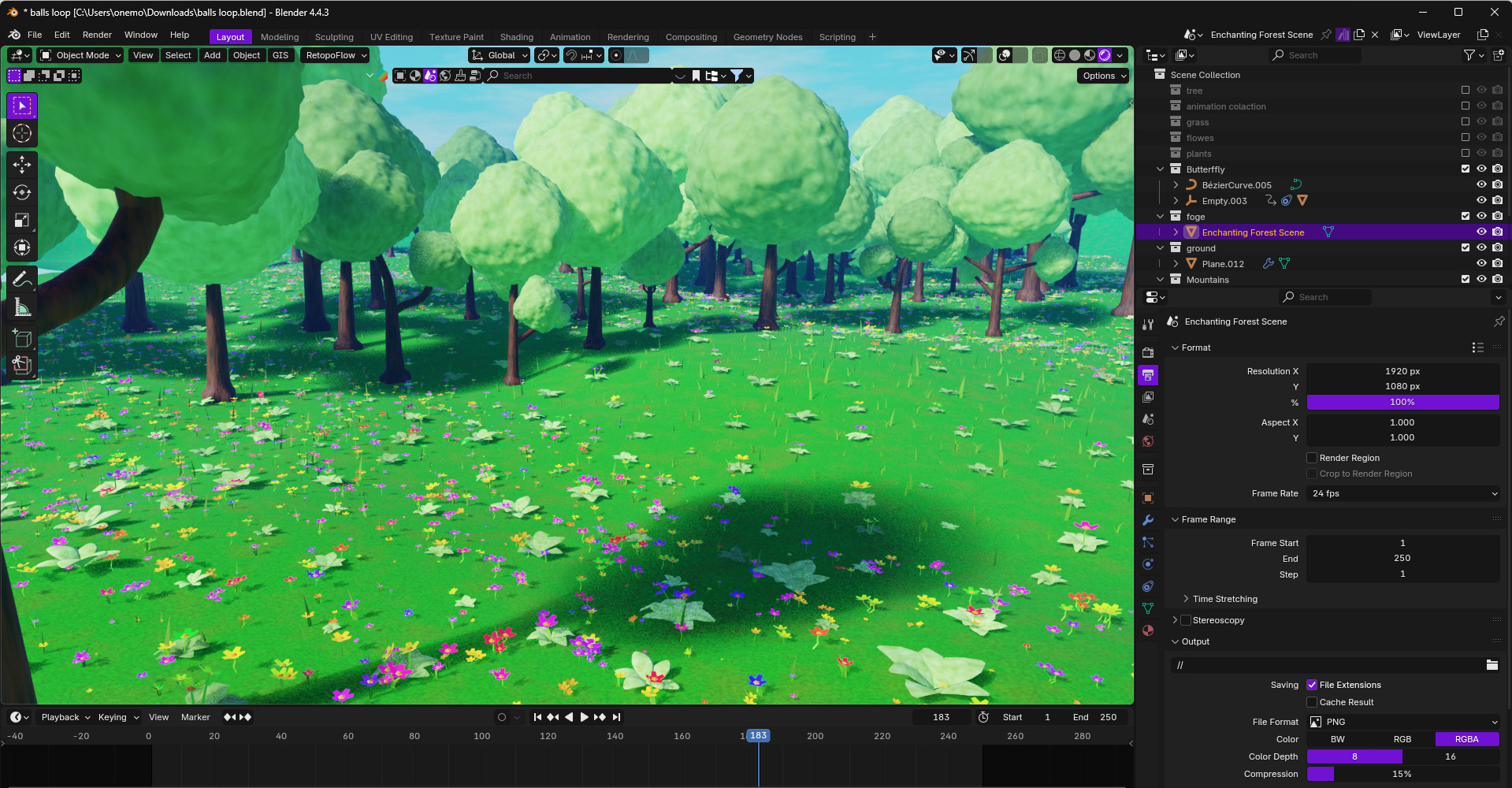 Enchanted Forest Scene A Stylized Nature Escape Low-poly 3D model_3