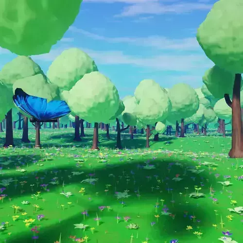 Enchanted Forest Scene A Stylized Nature Escape Low-poly 3D model
