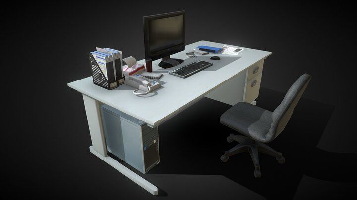 Office Table Free low-poly 3D model_10