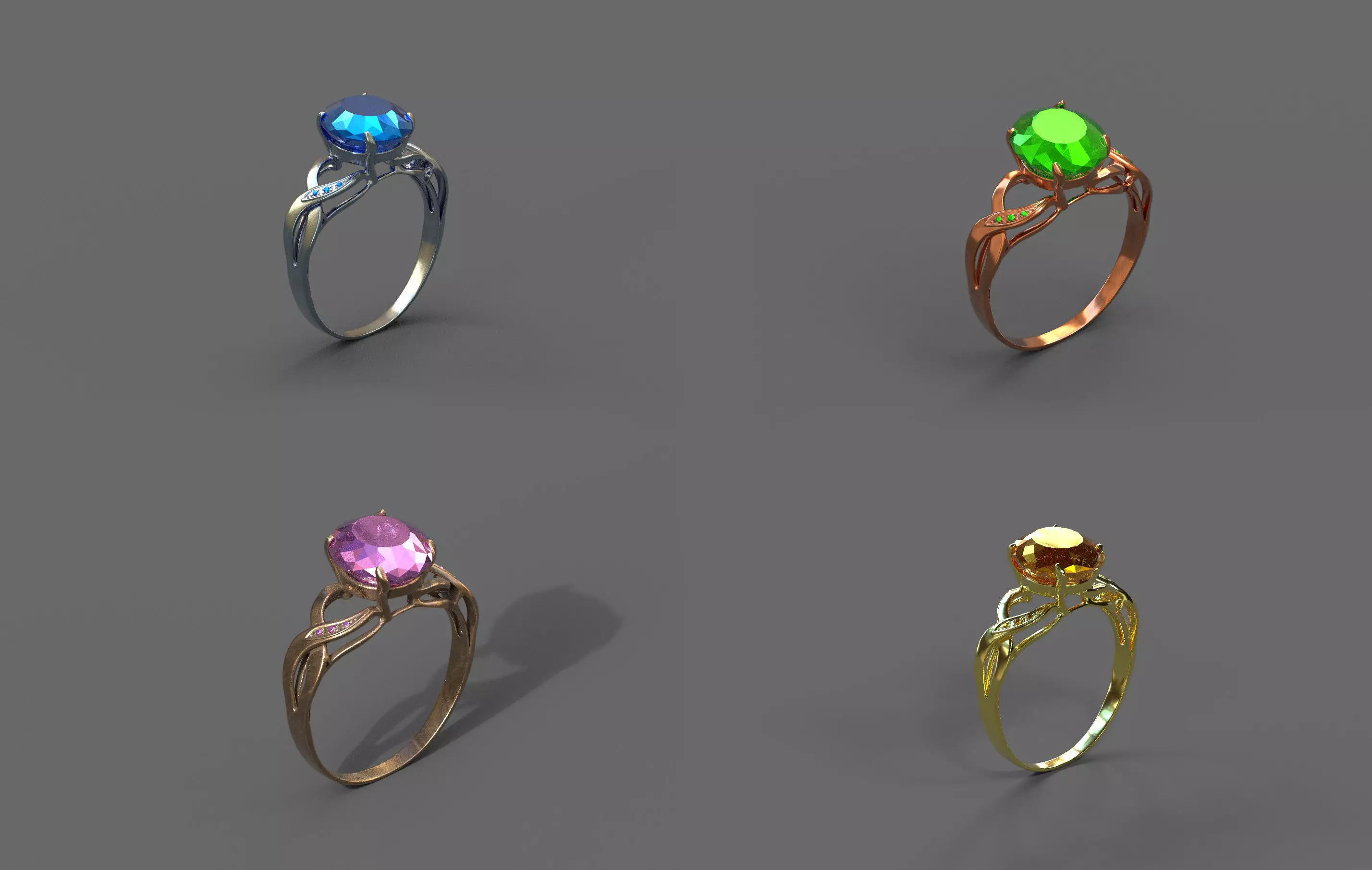 High-Quality 3D Ring Model Pack 4 Low-poly 3D model_0