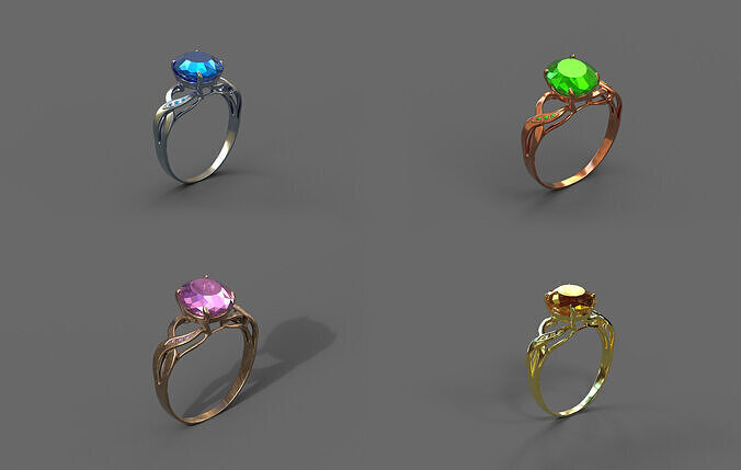 High-Quality 3D Ring Model Pack 4 Low-poly 3D model
