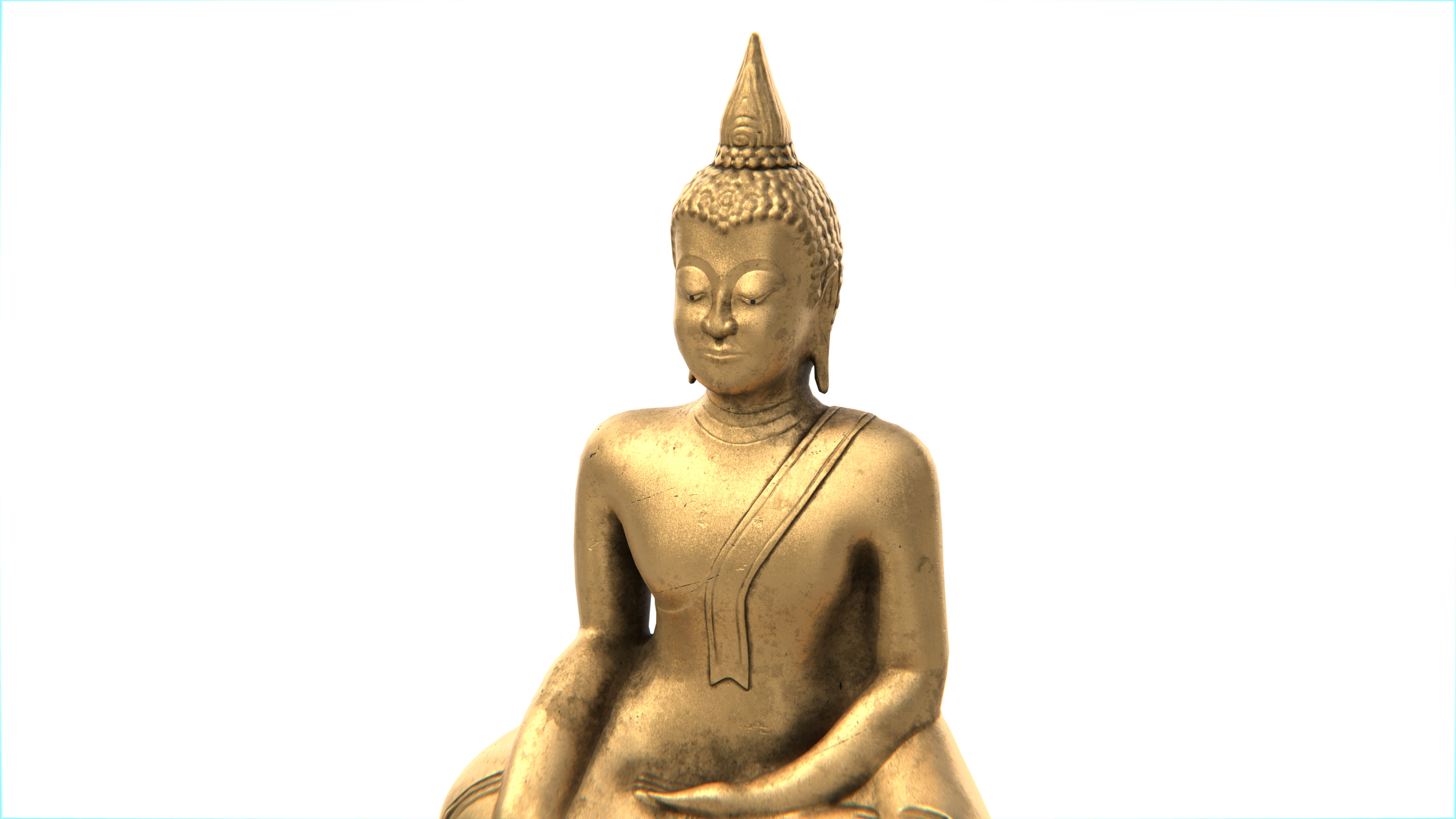 Ancient Thai Buddha Statue No03 Low-poly 3D model_4