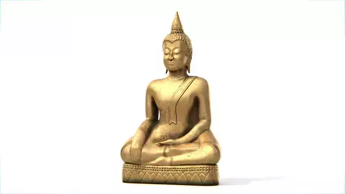 Ancient Thai Buddha Statue No03 Low-poly 3D model