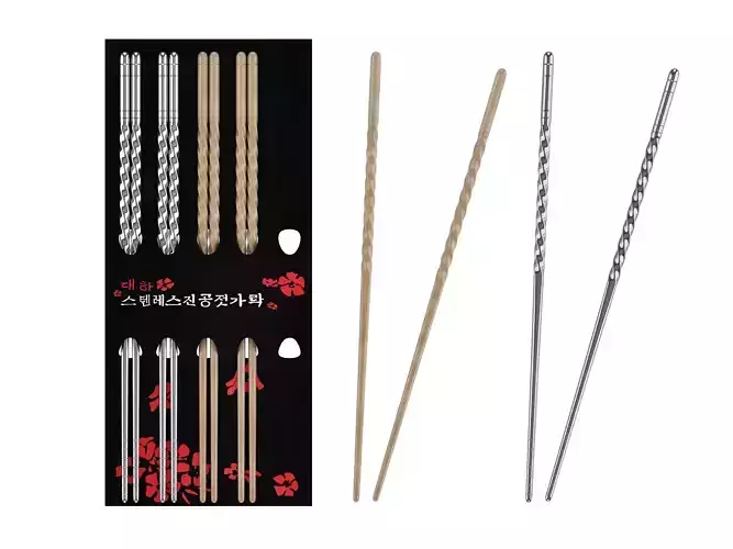 chopsticks Low-poly 3D model