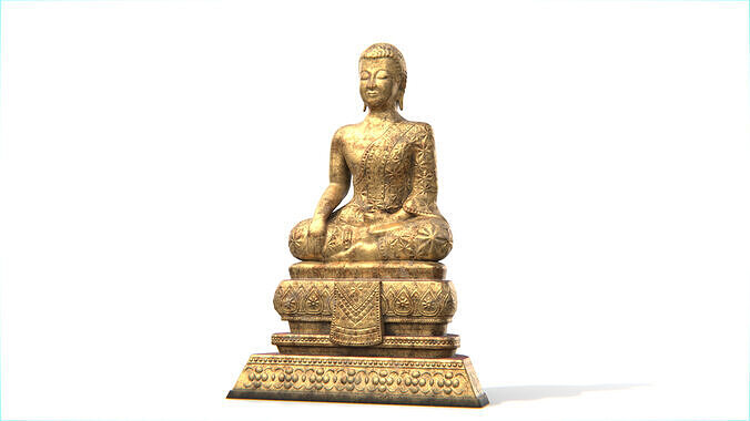 Ancient Thai Buddha Statue No04 Low-poly 3D model