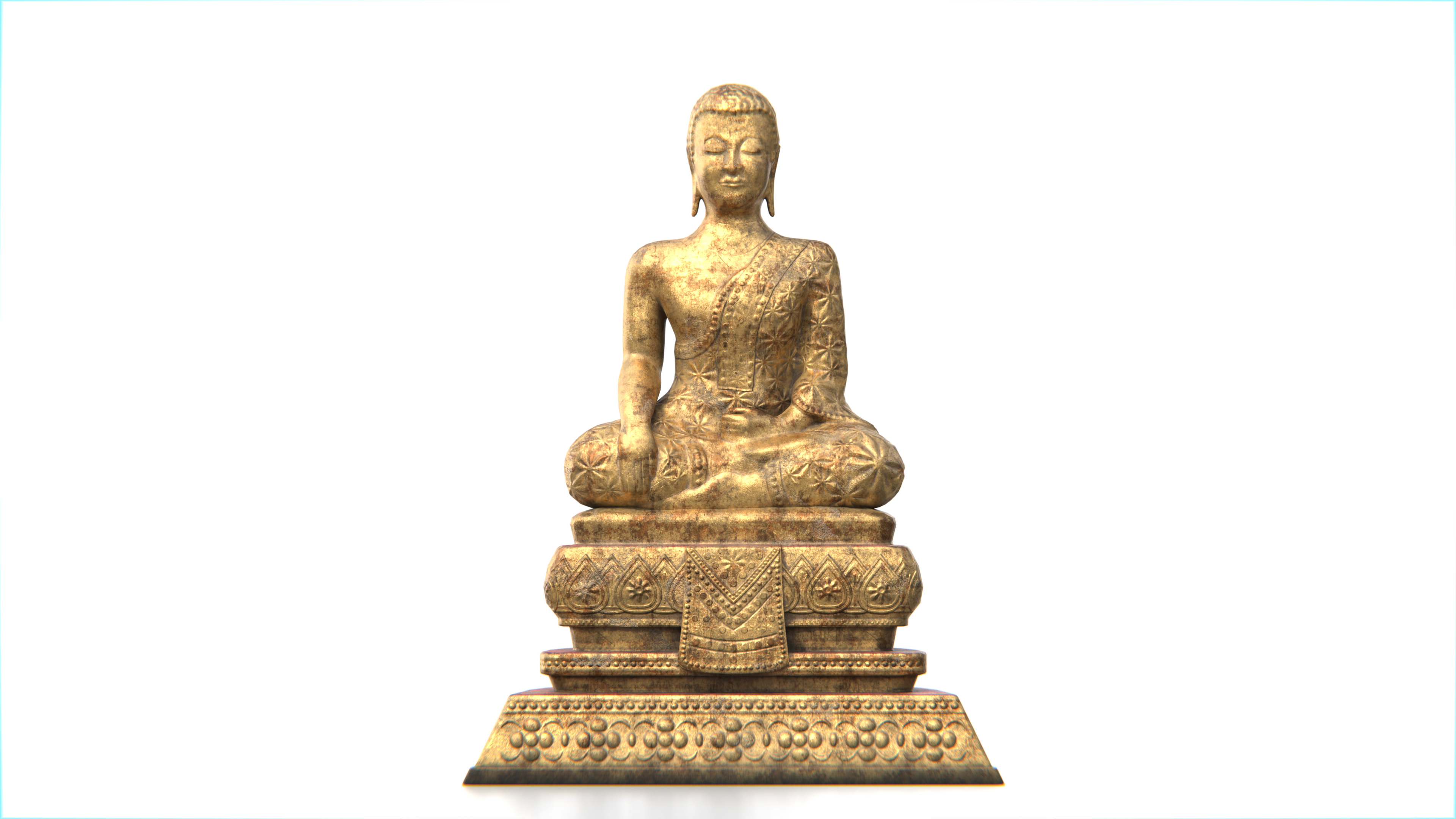 Ancient Thai Buddha Statue No04 Low-poly 3D model_1