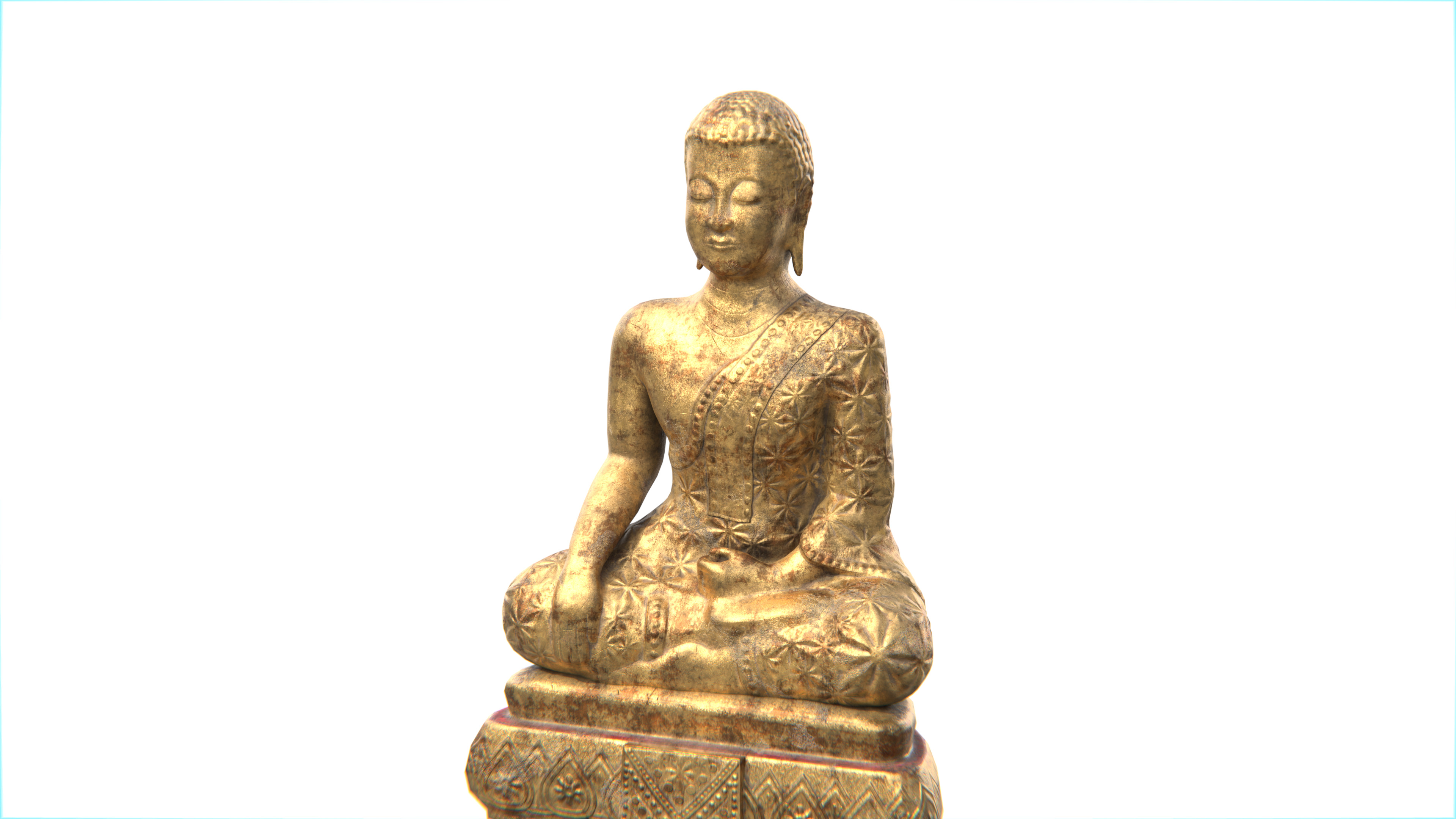 Ancient Thai Buddha Statue No04 Low-poly 3D model_4