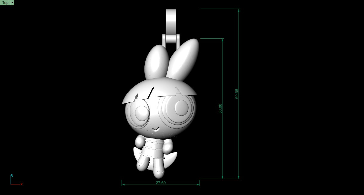 Powerpuff Girl Bubble Pendant 2 Inches 3D print model 3D print model_6