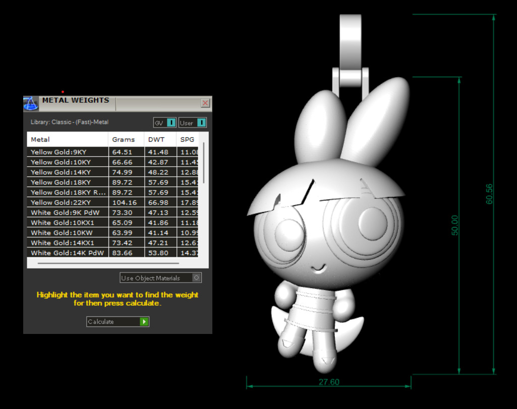 Powerpuff Girl Bubble Pendant 2 Inches 3D print model 3D print model_7