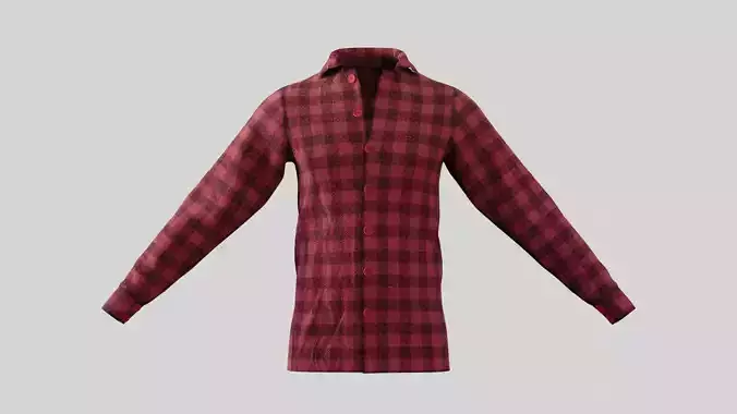Male Shirt 01 Red Fannel Checkered