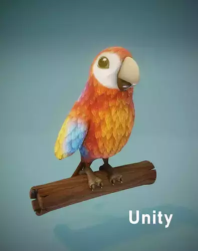 Cartoon Ara Parrot 3D Model Unity Package Low-poly 3D model