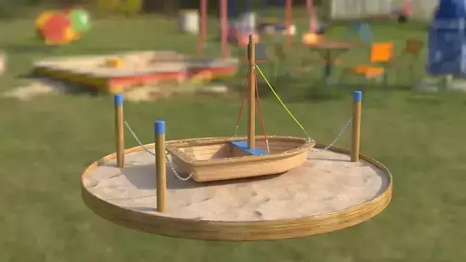 Sling Wood Boat 3Dmodel - outdoor playground