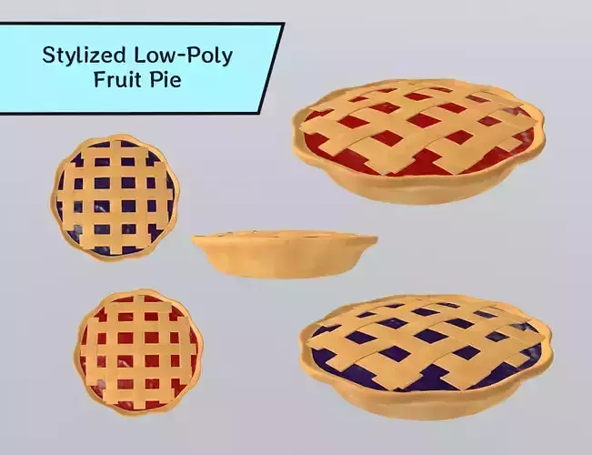 Stylized Low-Poly Fruit Pie