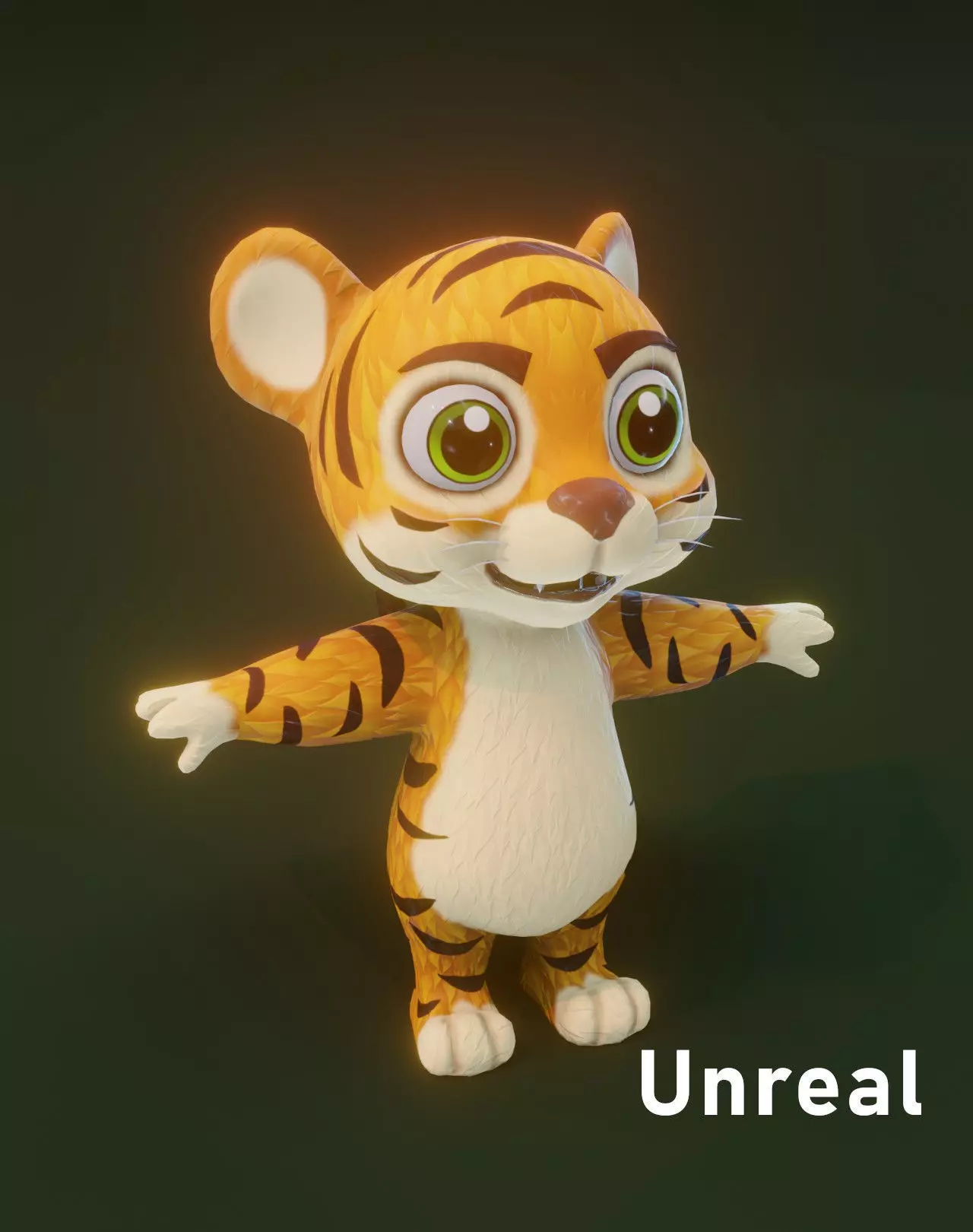 Cartoon Tiger 3D Model Unreal Asset Low-poly 3D model_0