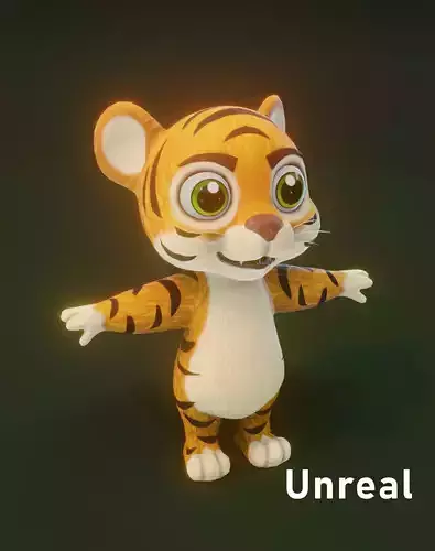 Cartoon Tiger 3D Model Unreal Asset Low-poly 3D model