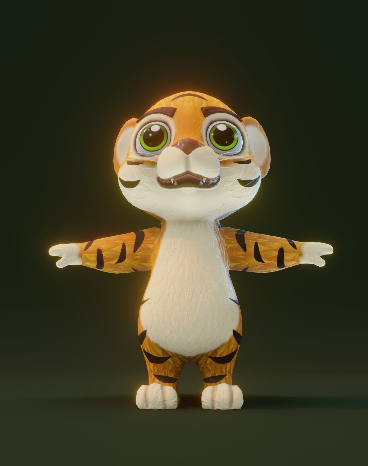 Cartoon Tiger 3D Model Unreal Asset Low-poly 3D model_6