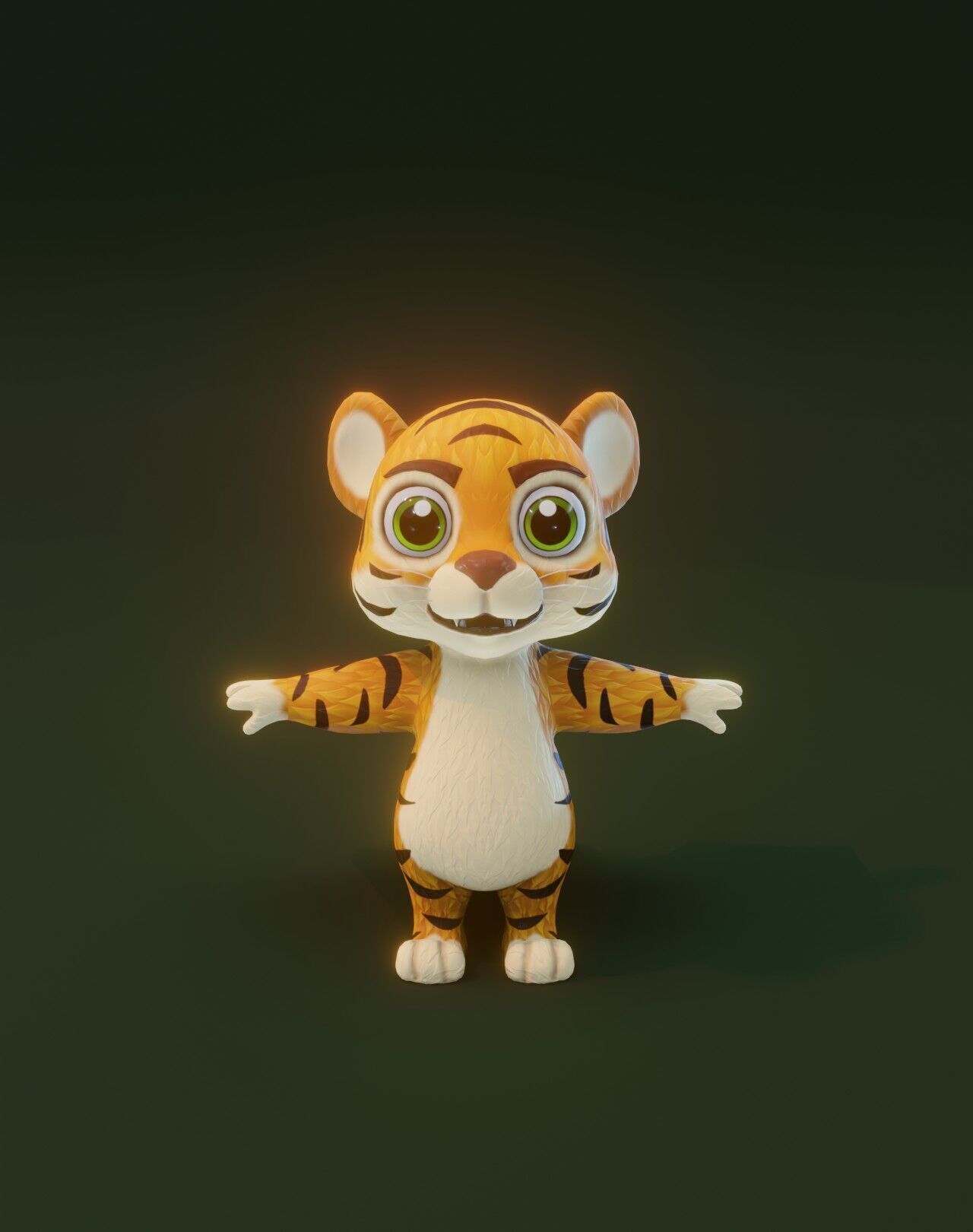 Cartoon Tiger 3D Model Unreal Asset Low-poly 3D model_11