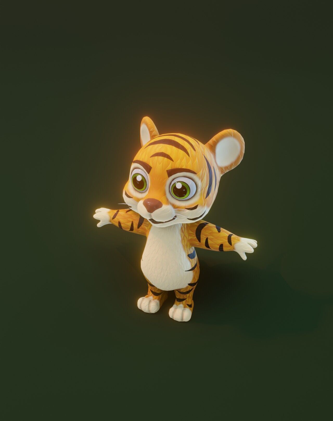 Cartoon Tiger 3D Model Unreal Asset Low-poly 3D model_12