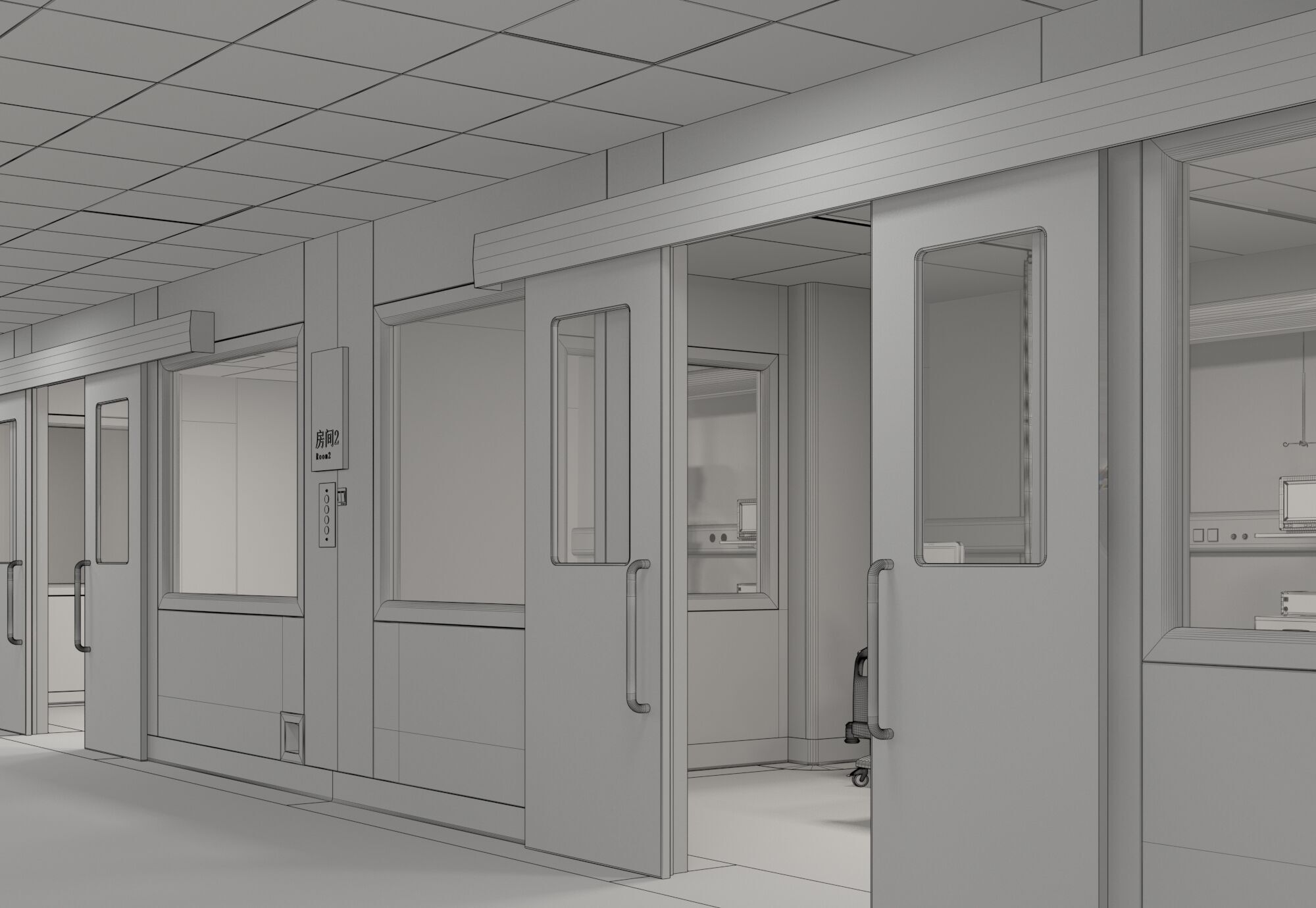 Hospital Hall 3D model_7