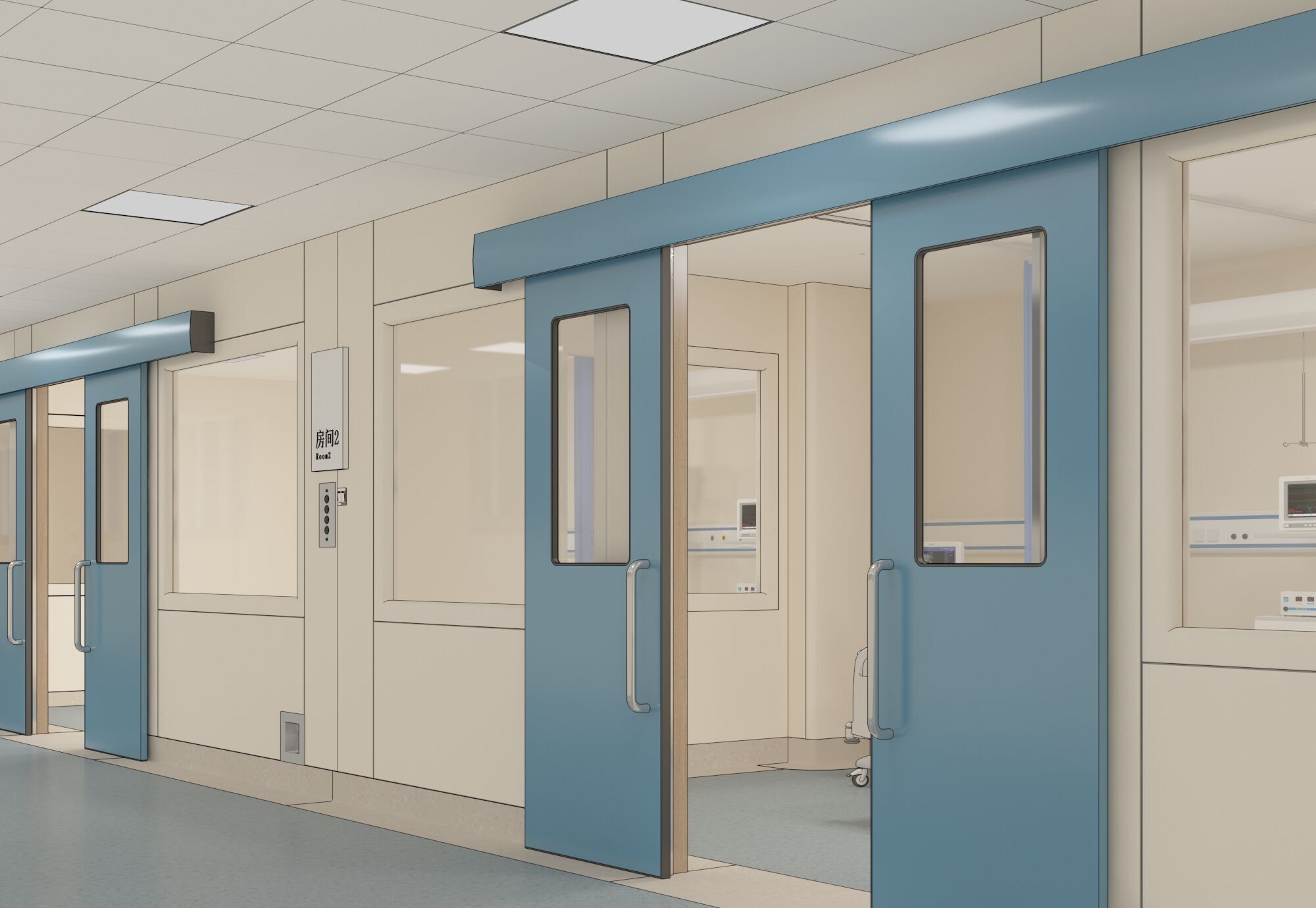 Hospital Hall 3D model_2