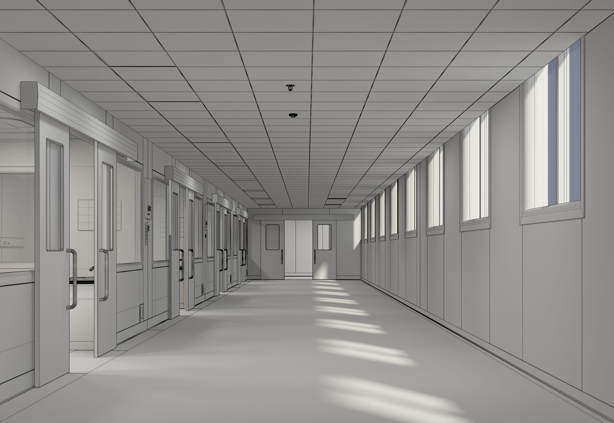 Hospital Hall 3D model_9