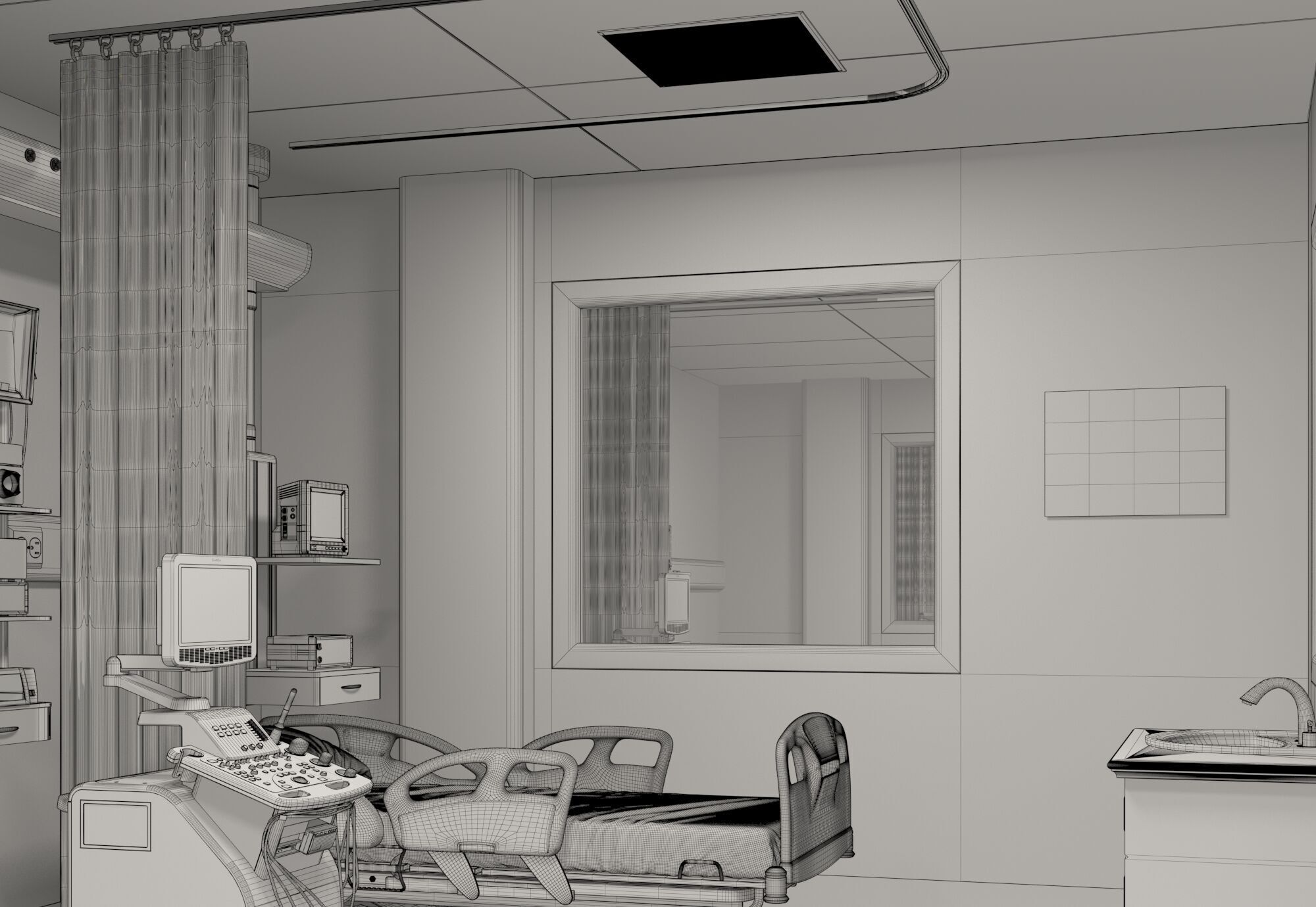 Hospital Hall 3D model_11