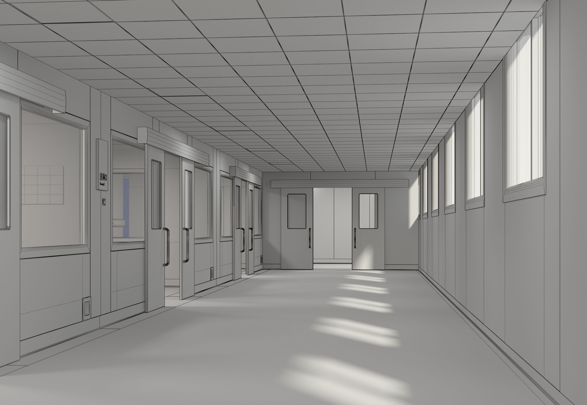 Hospital Hall 3D model_10