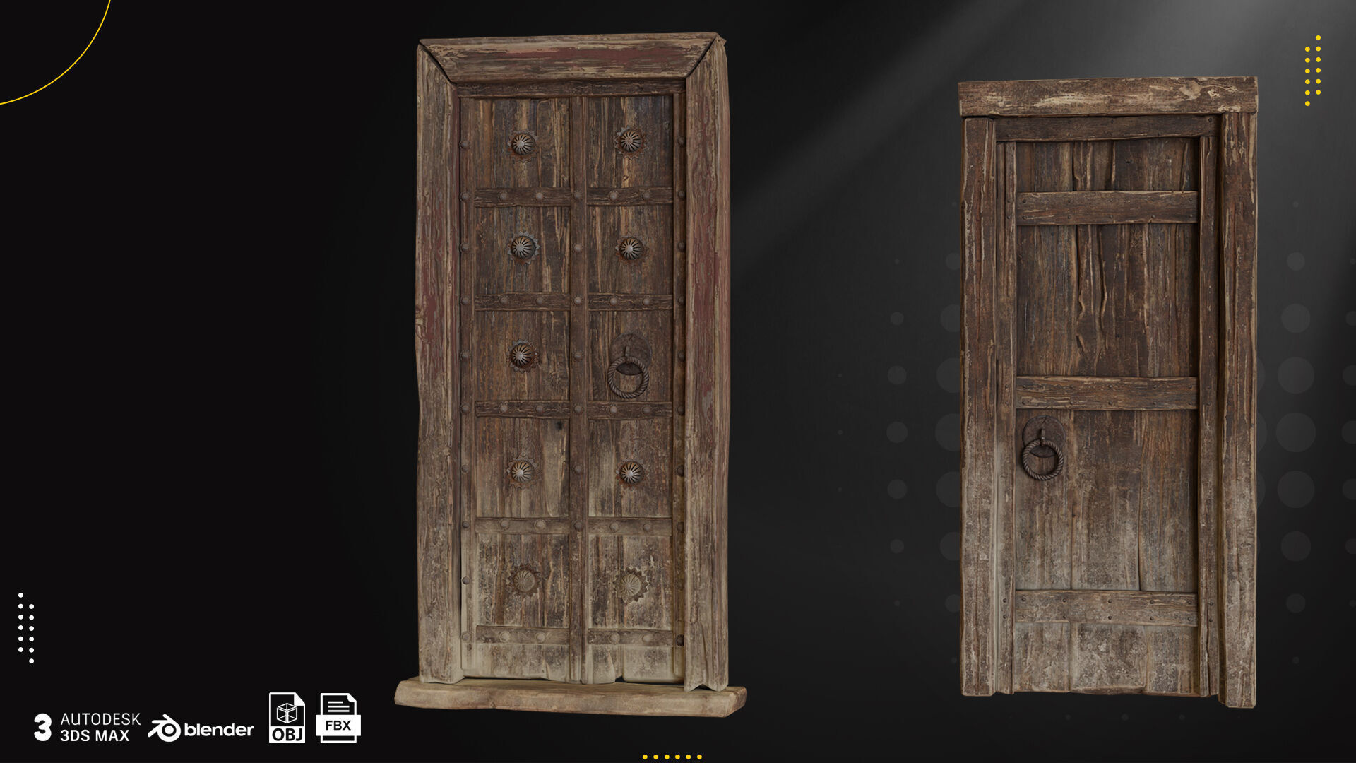 30 Old Door and Window Low-poly 3D model_4