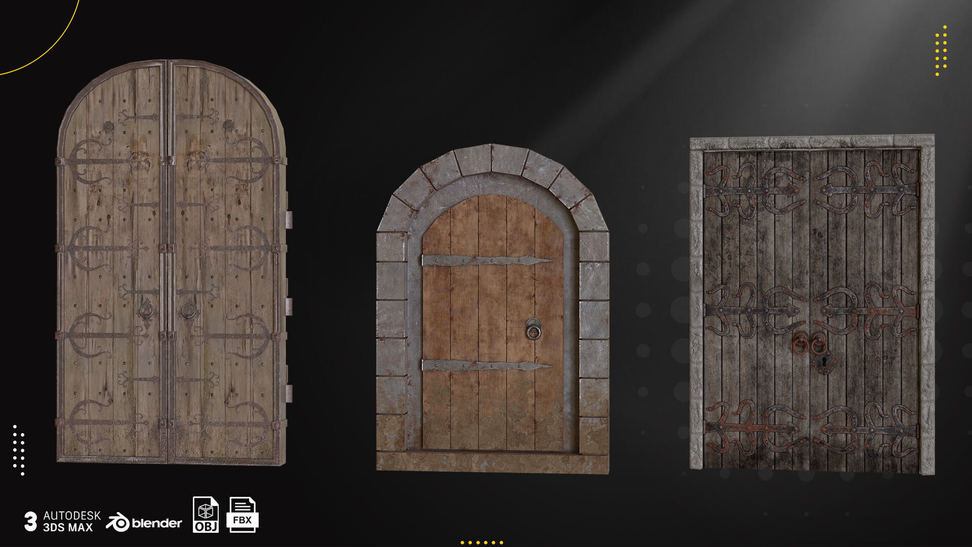 30 Old Door and Window Low-poly 3D model_3